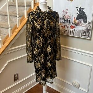 Black and gold long sleeve dress